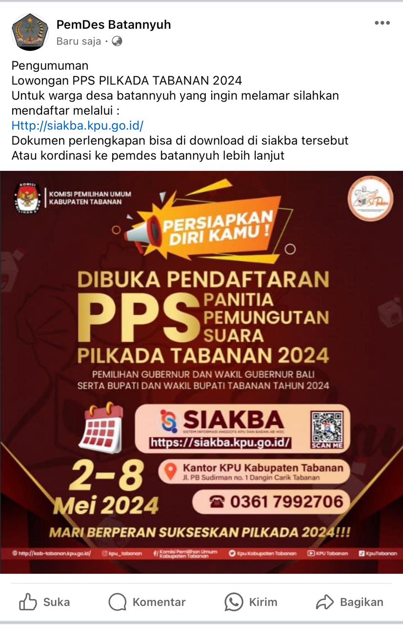 PENGUMUMAN PEREKRUTAN PPS DESA BATANNYUH